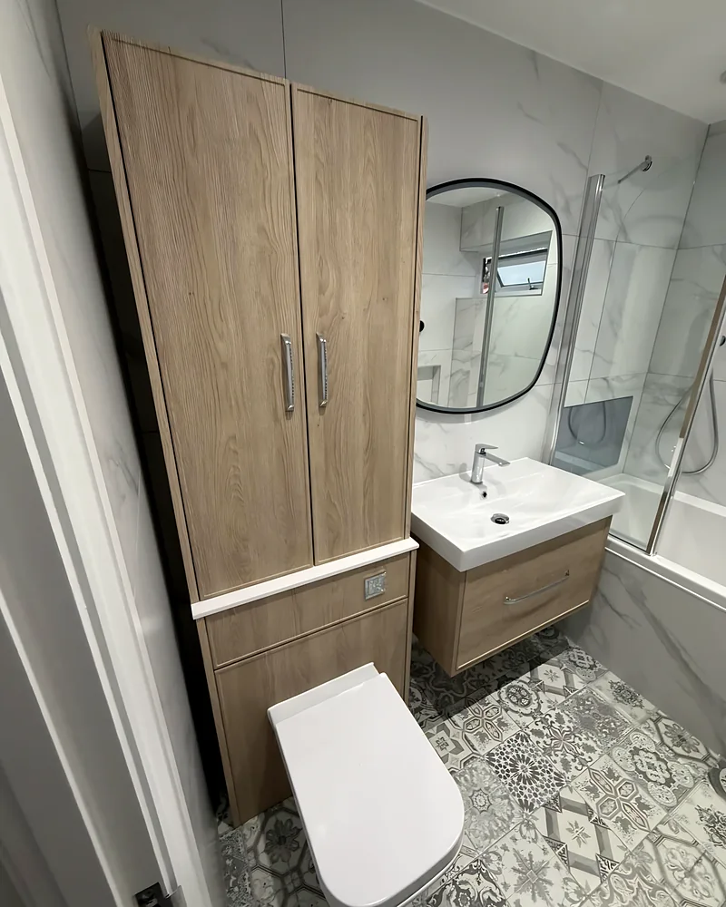 Storage cupboard beside the vanity